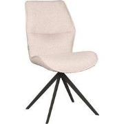 LABEL51 Eetkamerstoel Comfy - Naturel - Boucle - Zwart Metalen Frame
