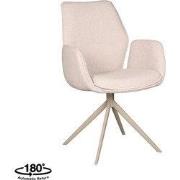 LABEL51 Eetkamerstoel Mellow - Naturel - Boucle - Zwart Metalen Frame