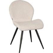 LABEL51 Eetkamerstoel Sky - Ivoor - Teddy - Zwart Metalen Frame
