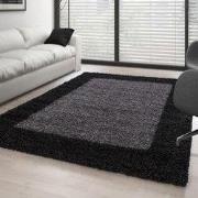 Hoogpolig vloerkleed - Candy Shaggy Antraciet Lijstmotief - 200 X 290 ...