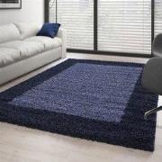 Hoogpolig vloerkleed - Candy Shaggy Marineblauw Lijstmotief - 100 X 20...