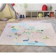 Kids Speelkleed Kinderkamer Roze vloerkleed - Wereldkaart - 100 X 150 ...