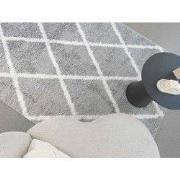 Azure Hoogpolig Zilver vloerkleed - Geruit - 80 X 150 CM