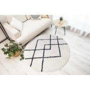 Candy Diamond Rond Hoogpolig Crème / Zwart vloerkleed - Geruit - 200 X...