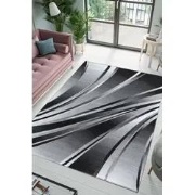 Jaden Modern Zwart / Grijs vloerkleed - Laagpolig - 80 X 300 CM