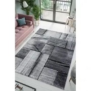 Jaden Modern Grijs / Zwart vloerkleed - Laagpolig - 80 X 300 CM