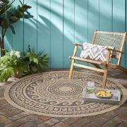 Summit Indoor & Outdoor Beige / Zwart Rond - 120 X 120 CM