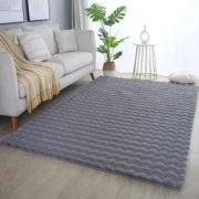 Felicia Hoogpolig Fluffy Grijs vloerkleed - 3D Design - 140 X 200 CM