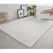 Fluffy vloerkleed - Effen Hoogpolig Super Zacht - Crème - 160 X 230 CM
