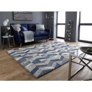 Asher vloerkleed - Laagpolig - 100% Wol - Geo Modern - Blauw - 200 X 2...