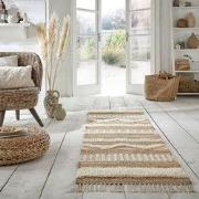 Loper - Medina Modern Jute - Laagpolig - Naturel / Crème 60X230 Cm - 6...