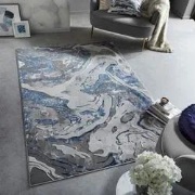 Modern vloerkleed - Marbled Grijs/Navy - 120 X 170 CM