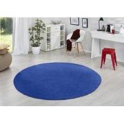 Rond Uni Laagpolig Effen Vloerkleed - Fancy - Blauw - 133cm rond Ø
