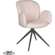 LABEL51 Eetkamerstoel Kimball - Naturel - Boucle - Zwart Metalen Frame