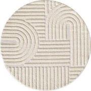 Rond Laagpolig vloerkleed Arte - Japandi Stijl - Creme - 200 cm ? rond