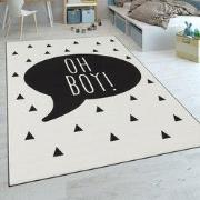 Kindervloerkleed - Aleris - Oh Boy - Zwart / Wit - 140x200 cm