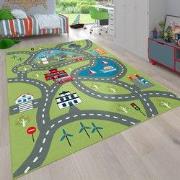 Kindervloerkleed - Binola - Stad - Groen - 100x200 cm