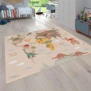 Kindervloerkleed - Binola - Wereldkaart- Beige - 140x200 cm
