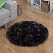 Hoogpolig Vloerkleed Plavera - Effen Uni - Zwart - 45x45 cm