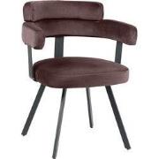 LABEL51 Eetkamerstoel Bardio - Taupe - Fluweel - Zwart Metalen Frame