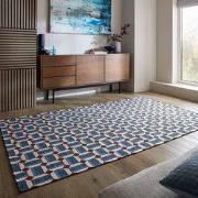 Laagpolig Lennox Geometrisch Vloerkleed - Blauw - 155x230 cm