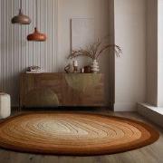Laagpolig Abstract Vloerkleed - Puddle Ombre Wool Ovaal - Terracotta -...