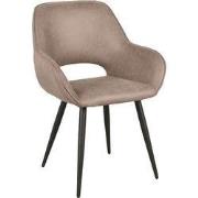 LABEL51 Eetkamerstoel Fer - Taupe - Micro Suede - Zwart Metalen Frame
