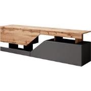 Meubella - TV-Meubel Canberra - Eiken - Antraciet - 160 cm