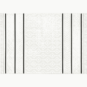 Vloerkleed rechthoekig crème met ingedrukte geometrische motieven en z...