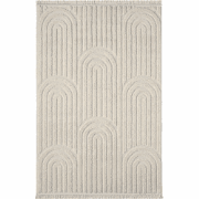 Vloerkleed rechthoekig crème met ingedrukte abstracte motieven - JANEI...