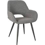 LABEL51 Eetkamerstoel Fer - Grijs - Boucle - Black Frame