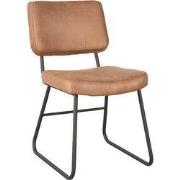 LABEL51 Eetkamerstoel Noah - Cognac - Micro Suede - Zwart Metalen Fram...