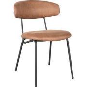 LABEL51 Eetkamerstoel Zack - Cognac - Micro Suede - Zwart Metalen Fram...
