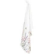 Clayre & Eef Theedoek 50x70 cm Wit Groen Katoen Bloemen