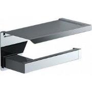 Toiletrolhouder Cube chroom met planchet voor smartphone