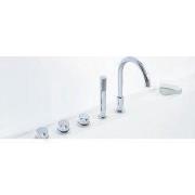 5-delige badkraan Cali voor badrand chroom