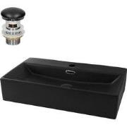 ML-Design wastafel zwart mat, 600x365x130 mm, rechthoekig, keramiek