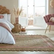 Grace vloerkleed - Jute - Laagpolig Modern - Naturel / Roze - 120 X 17...