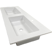 Composiet dubbele wastafel Solid 121x46cm Granito Wit RAL9003