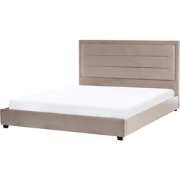 ROUEN - Tweepersoonsbed - Taupe - 180 x 200 cm - Fluweel