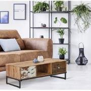 WOMO-DESIGN TV-dressoir met 2 laden, 110x50x40 cm, acacia en drempelho...