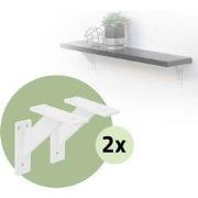 Set van 2 muurbeugels Plankdrager 2x 120 x 120 mm wit gemaakt van alum...
