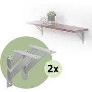 Set van 2 muurbeugels Plankdrager 2x 180 x 180 mm zilver gemaakt van a...