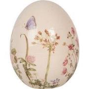 Clayre & Eef Decoratie Ei Ø 10x12 cm Beige Keramiek Bloemen