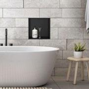 Douchebak 30x30 cm zwart roestvrij staal wandnis Douchebak LuxeBad