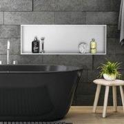 Douchebak 90x30 cm zilver roestvrij staal wandnis Douchebak LuxeBad