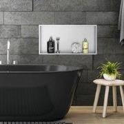 Douchebak 60x30 cm zilver roestvrij staal wandnis Douchebak LuxeBad