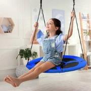 Nestschommel voor kinderen Ø100 cm blauw/zwart gemaakt van polyester