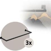 Set van 3 kledingstangen kapstok wandmontage 30 x 110 cm zwart staal M...