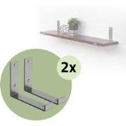 Set van 2 wandbeugels Plankbeugel 2x 200 x 140 mm grijs staal ML desig...